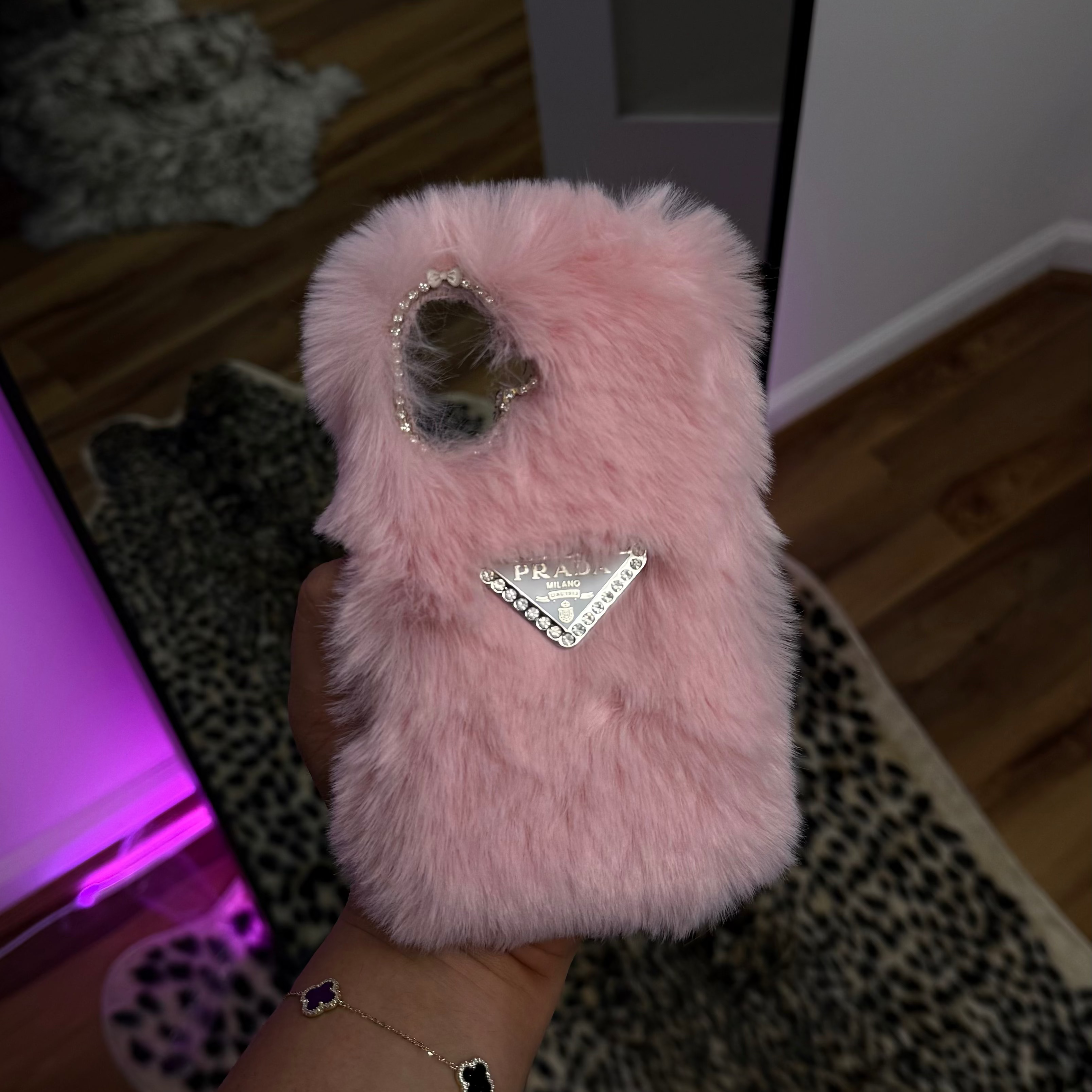 Pink Prada Fluffy Phone Case