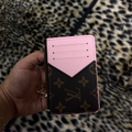 Pink & Brown LV Vertical Cardholder